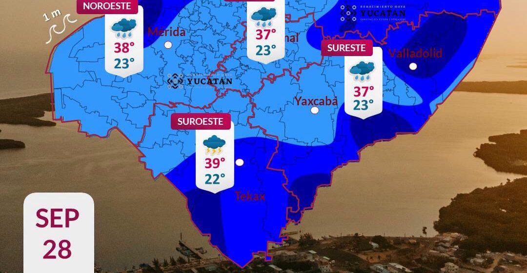 Clima en Yucatán: Lluvias muy fuertes este 28 de septiembre