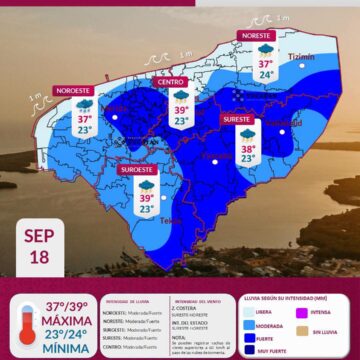Clima en Yucatán: Vaguada provocará lluvias de moderadas a fuertes este 18 de septiembre