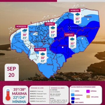 Lluvias moderadas y calor se esperan este domingo en Yucatán