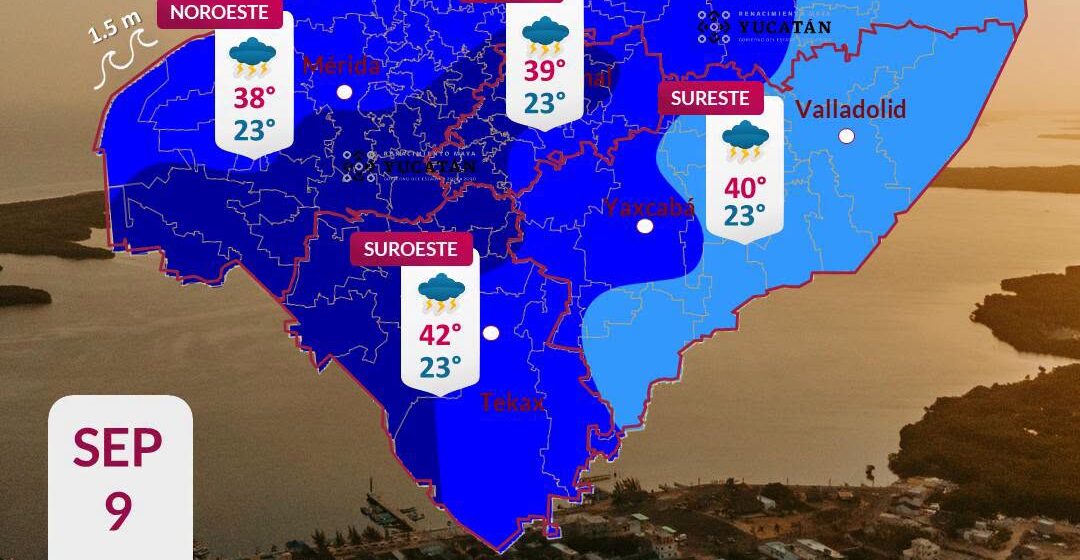 Lluvias muy fuertes y calor extremo para Yucatán este miércoles