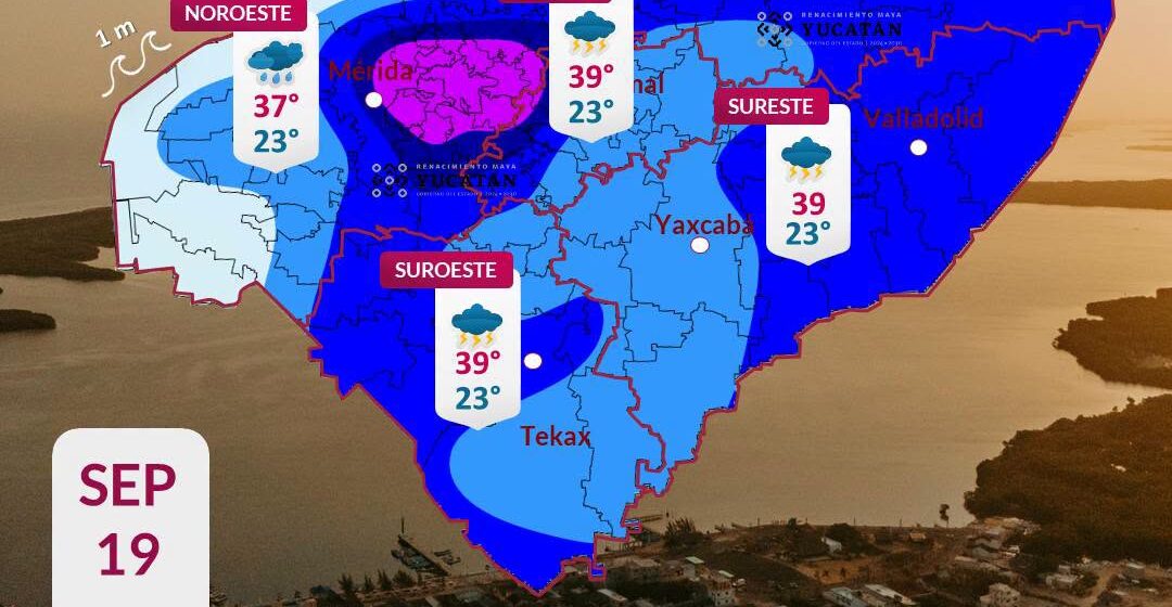Lluvias fuertes y calor se esperan este sábado en Yucatán
