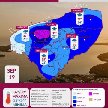 Lluvias fuertes y calor se esperan este sábado en Yucatán