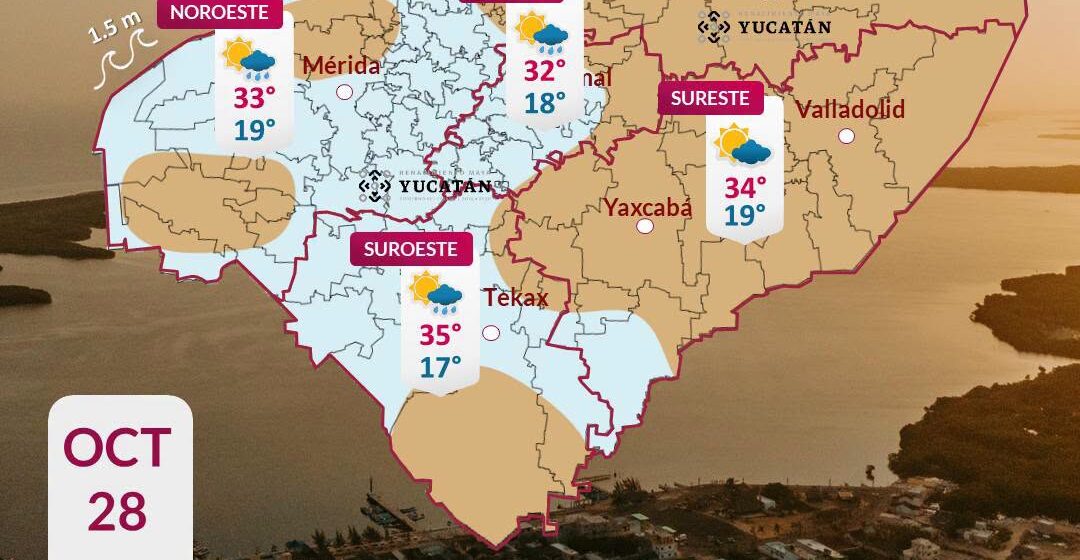 Clima en Yucatán: Lluvias dispersas este 28 de octubre