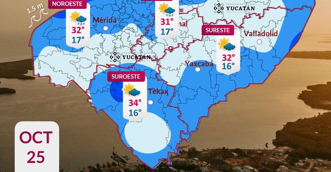 Clima (10) Clima en Yucatán: Lluvias dispersas este 25 de octubre