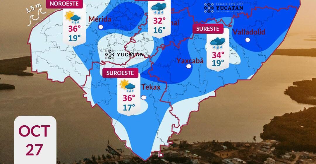Clima en Yucatán: Lluvias y fresco este 27 de octubre