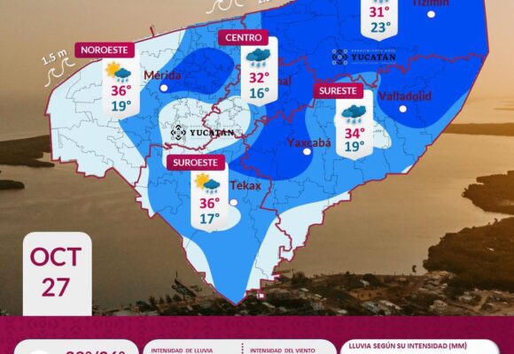 Clima en Yucatán: Lluvias y fresco este 27 de octubre
