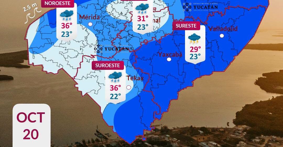 Clima en Yucatán: Lluvias moderadas este 20 de octubre