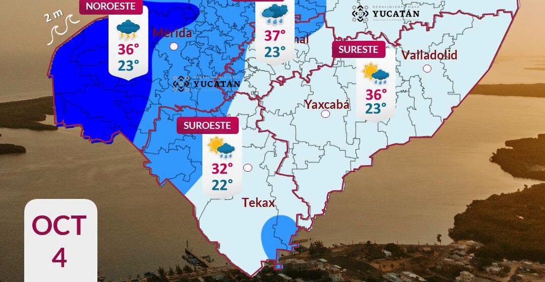 Clima en Yucatán: Lluvias y calor este 4 de octubre