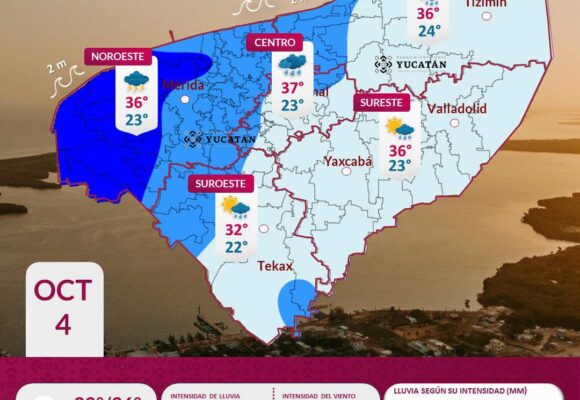 Clima en Yucatán: Lluvias y calor este 4 de octubre