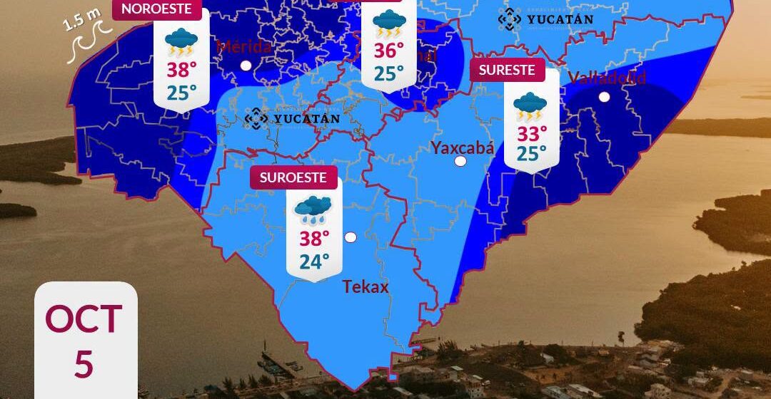 Clima en Yucatán: Lluvias fuertes este 5 de octubre