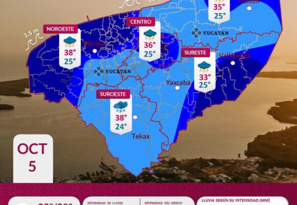 Clima en Yucatán: Lluvias fuertes este 5 de octubre