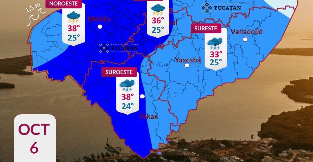 Clima en Yucatán: Lluvias fuertes este 6 de octubre