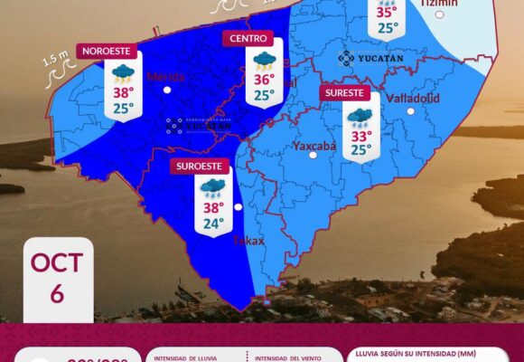 Clima en Yucatán: Lluvias fuertes este 6 de octubre