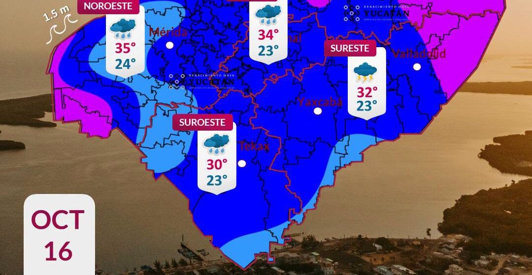 Clima en Yucatán: Lluvias fuertes este 16 de octubre
