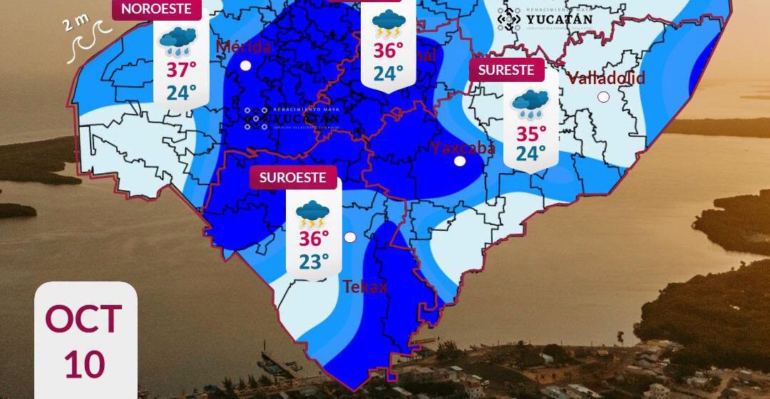 Clima en Yucatán: Lluvias y calor este 10 de octubre