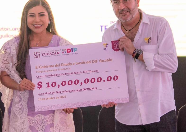 DIF Yucatán entrega 10 millones de pesos al Teletón para fortalecer la atención del autismo