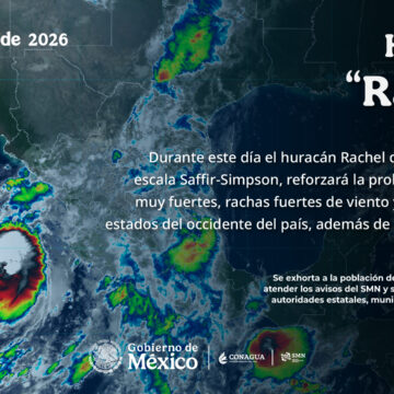 Huracán Rachel alcanza categoría 2 en el océano Pacífico