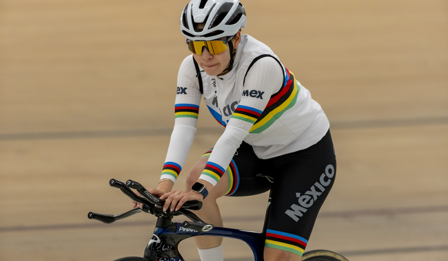 Yareli Acevedo durante el Campeonato Mundial de Ciclismo de Pista Shanghái 2026. Yareli Acevedo termina en el lugar 12 del Mundial de Pista